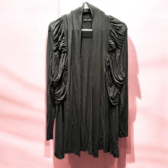 Strazzi Elegant Black Draped Cardigan  XL - Picture 1 of 4